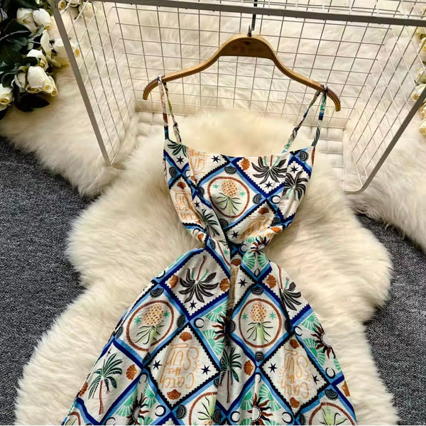 Bohemian Style Pattern Printed Slip Dress