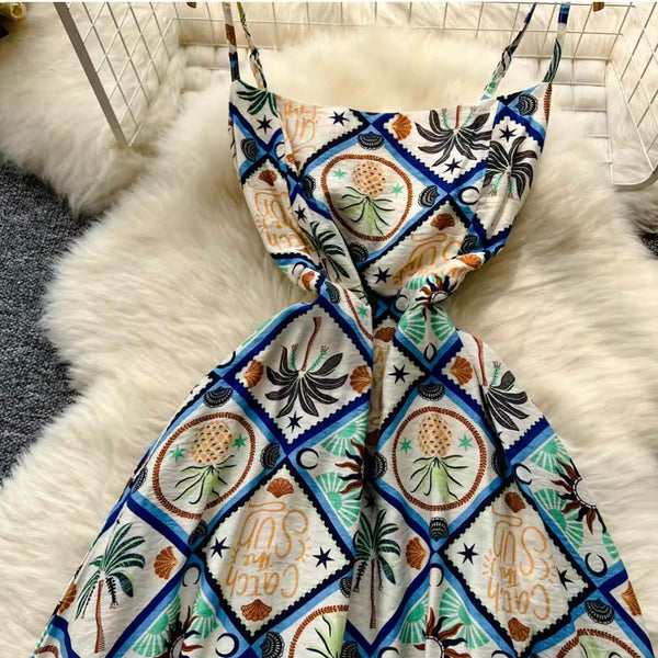 Bohemian Style Pattern Printed Slip Dress