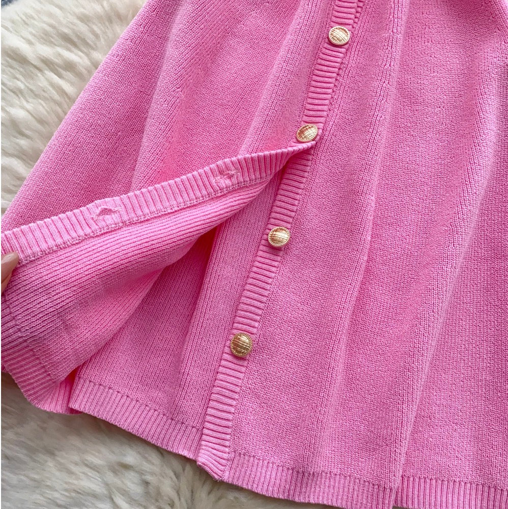 Solid Color Knitted Cardigan Dress