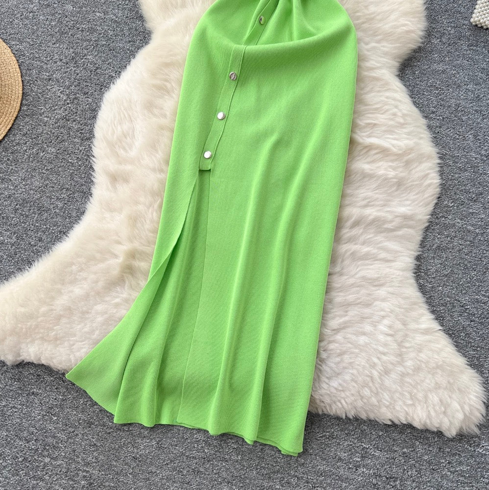 Vintage Polo Collar Slim-fit Knit Dress