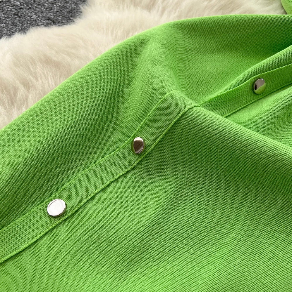 Vintage Polo Collar Slim-fit Knit Dress