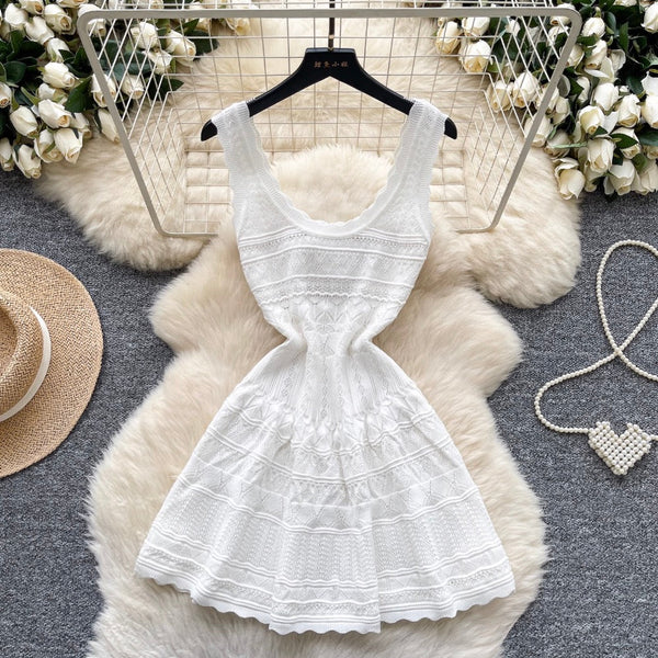 Vintage U-neck Knitted Slip Dress