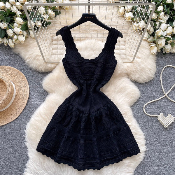 Vintage U-neck Knitted Slip Dress