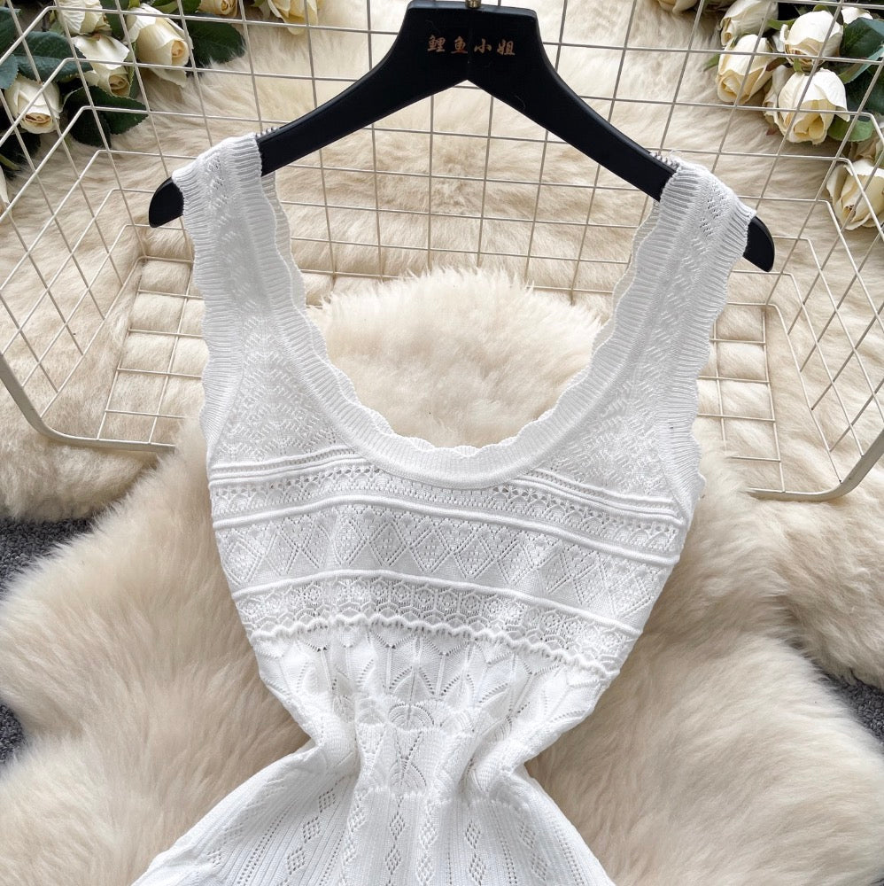 Vintage U-neck Knitted Slip Dress