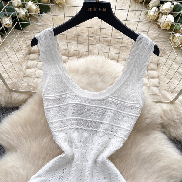 Vintage U-neck Knitted Slip Dress