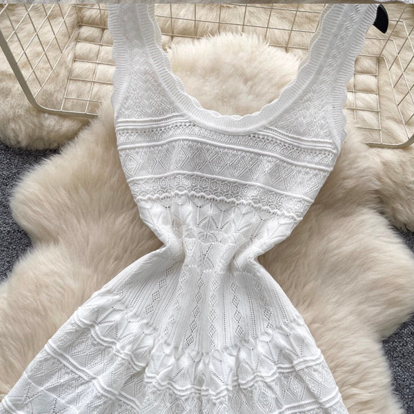 Vintage U-neck Knitted Slip Dress