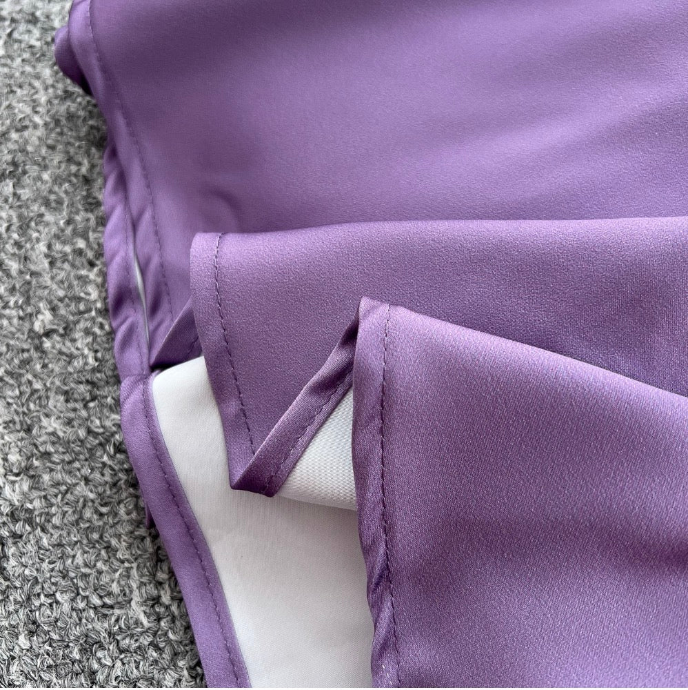 Draped Neckline Gradient Purple Slip Dress
