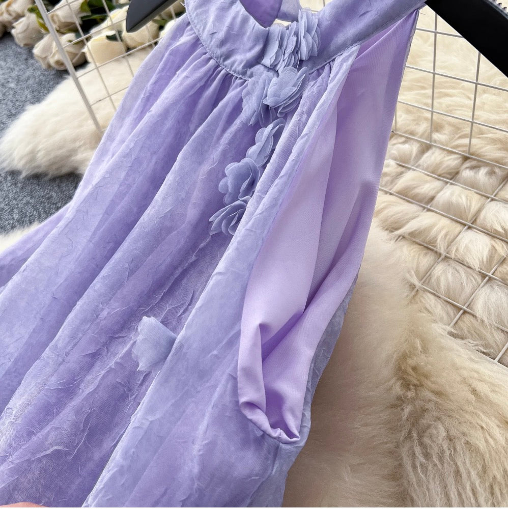 Fairy Purple A-line Sleeveless Dress