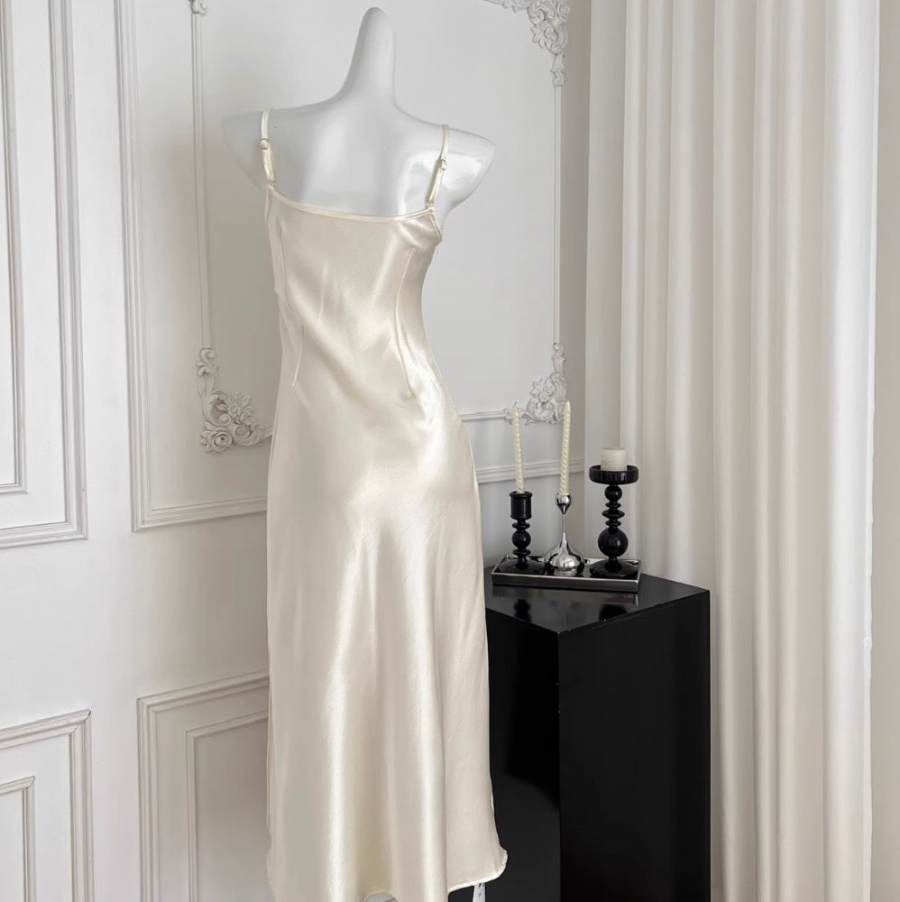 Premium Beaded Satin Slip Dress
