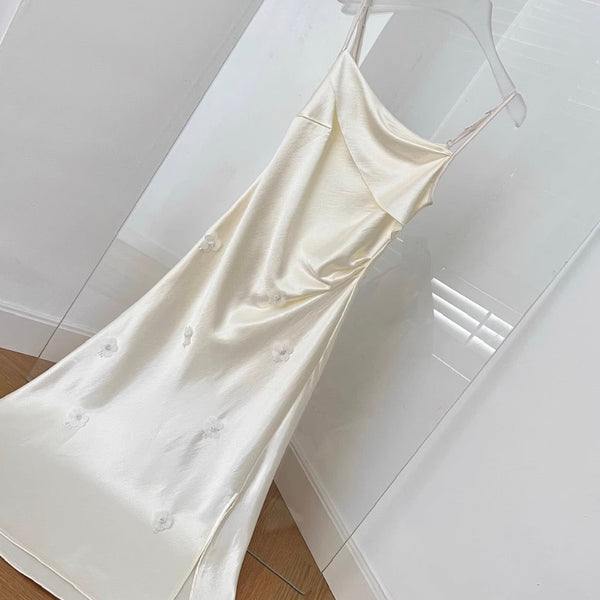 Premium Beaded Satin Slip Dress