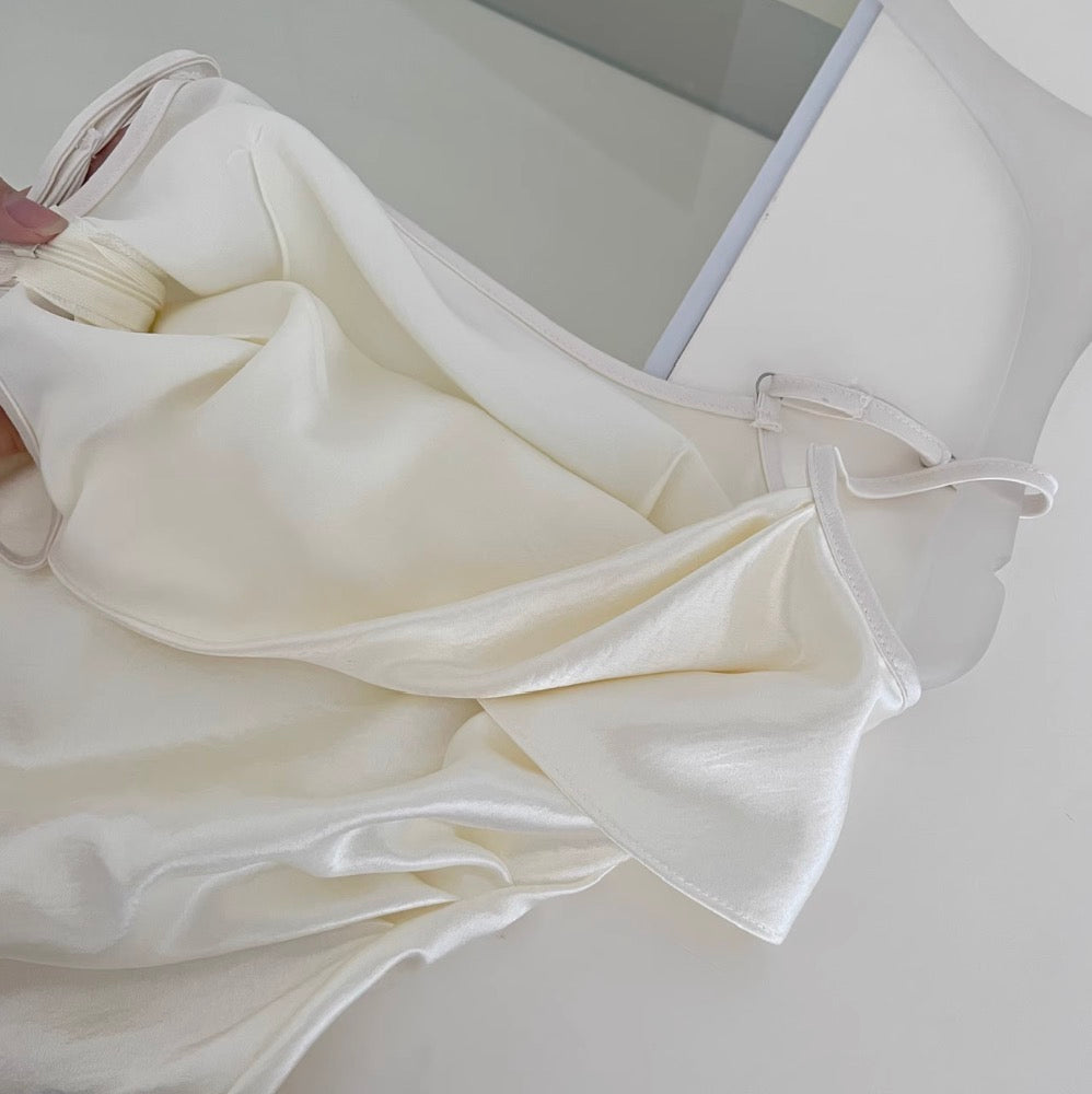 Premium Beaded Satin Slip Dress