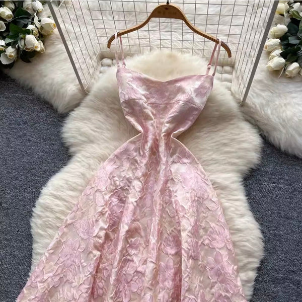 Vintage Pink Jacquard Slip Dress
