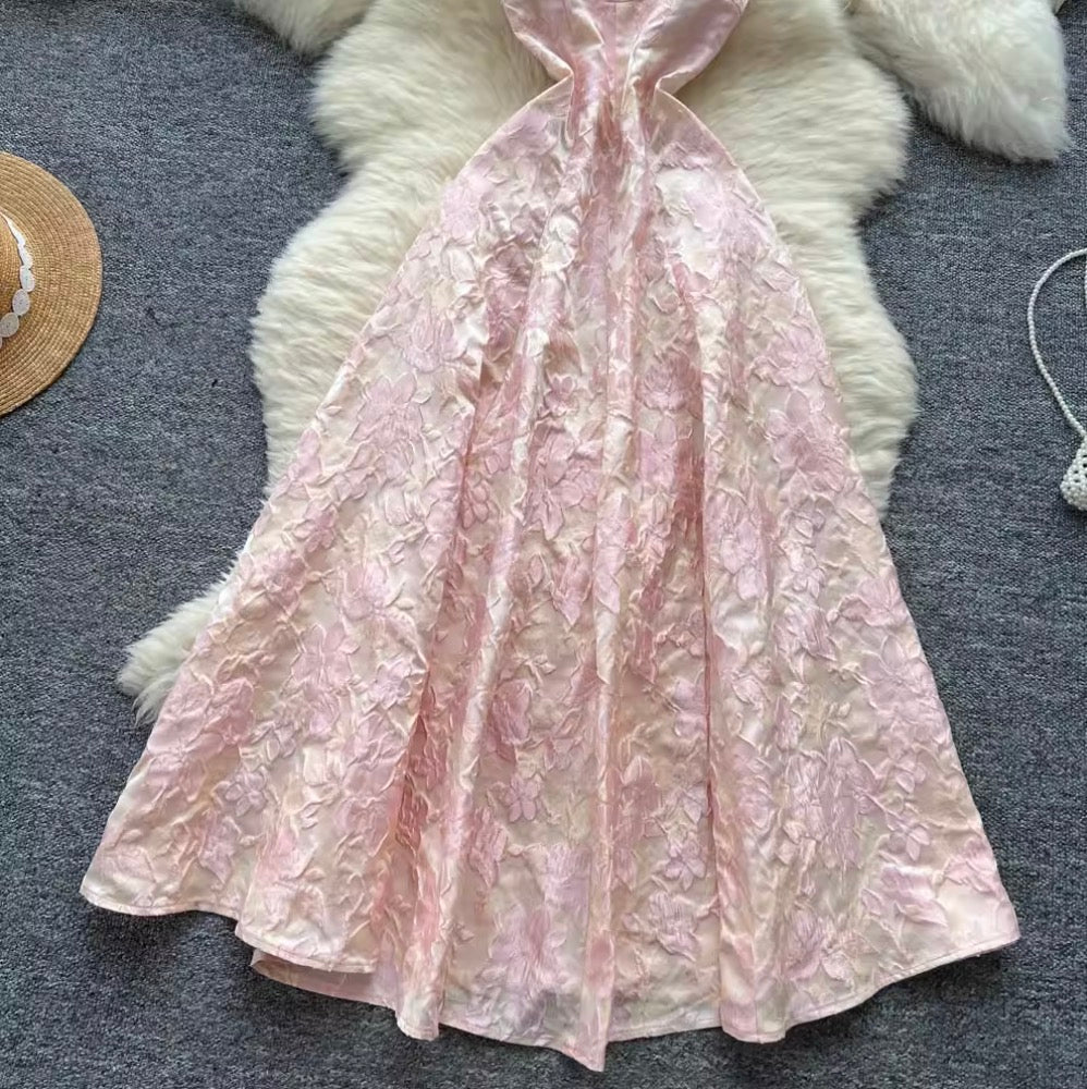 Vintage Pink Jacquard Slip Dress