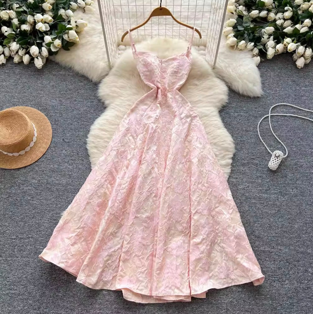 Vintage Pink Jacquard Slip Dress