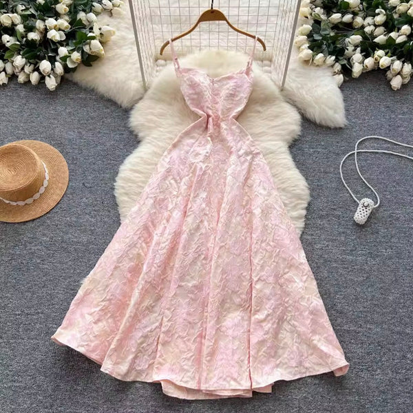 Vintage Pink Jacquard Slip Dress