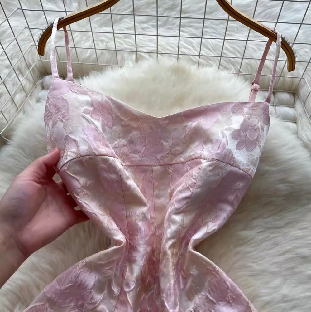 Vintage Pink Jacquard Slip Dress