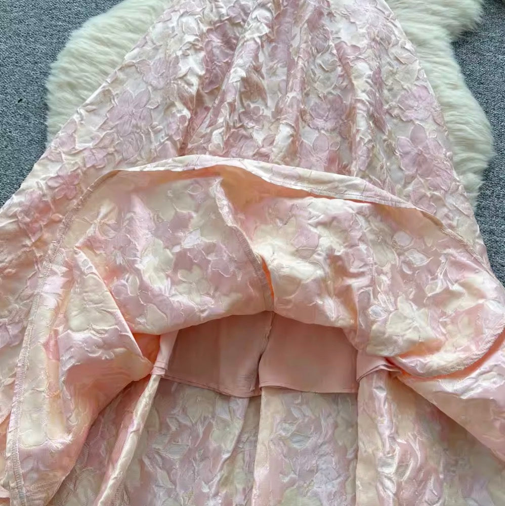 Vintage Pink Jacquard Slip Dress