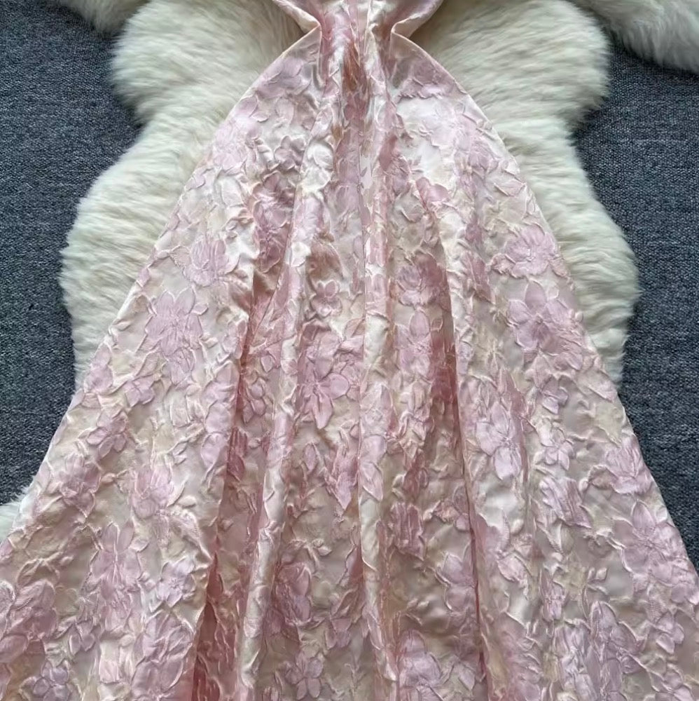 Vintage Pink Jacquard Slip Dress