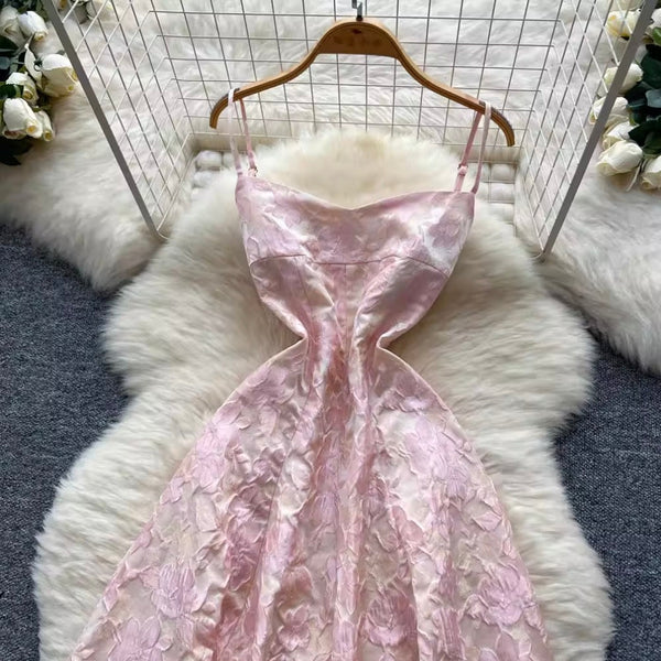 Vintage Pink Jacquard Slip Dress