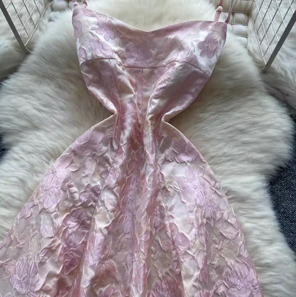 Vintage Pink Jacquard Slip Dress