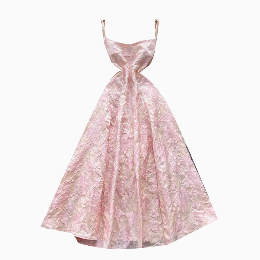 Vintage Pink Jacquard Slip Dress