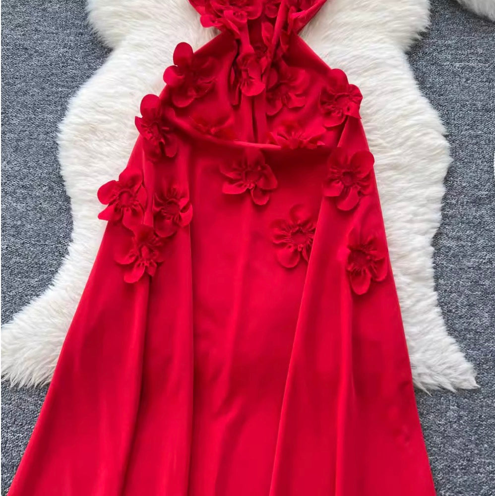 3D Ruffled Flower Sleeveless Dress