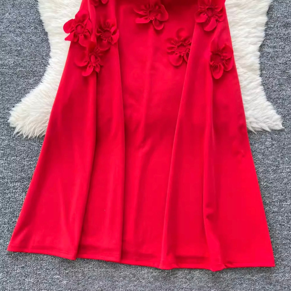 3D Ruffled Flower Sleeveless Dress