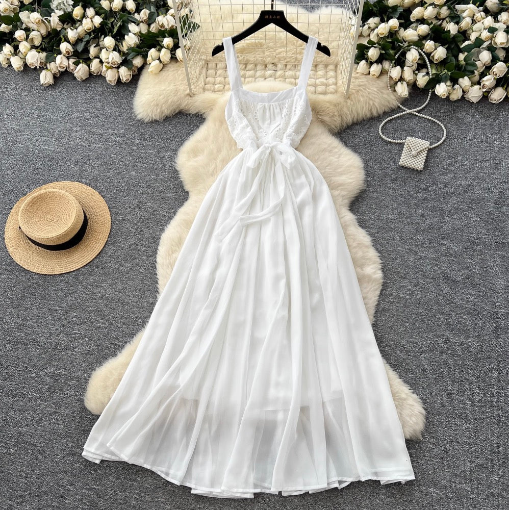 Fairy White Hollowed Embroidery Slip Dress