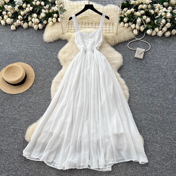Fairy White Hollowed Embroidery Slip Dress