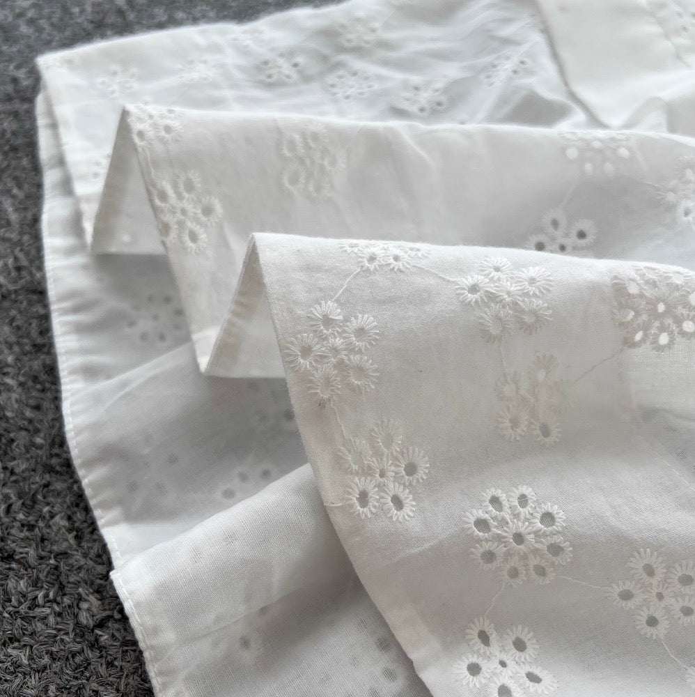 Mori Layered Hem Embroidered White Dress