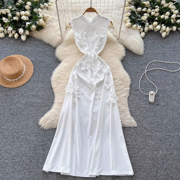 3D Ruffled Flower Sleeveless Dress