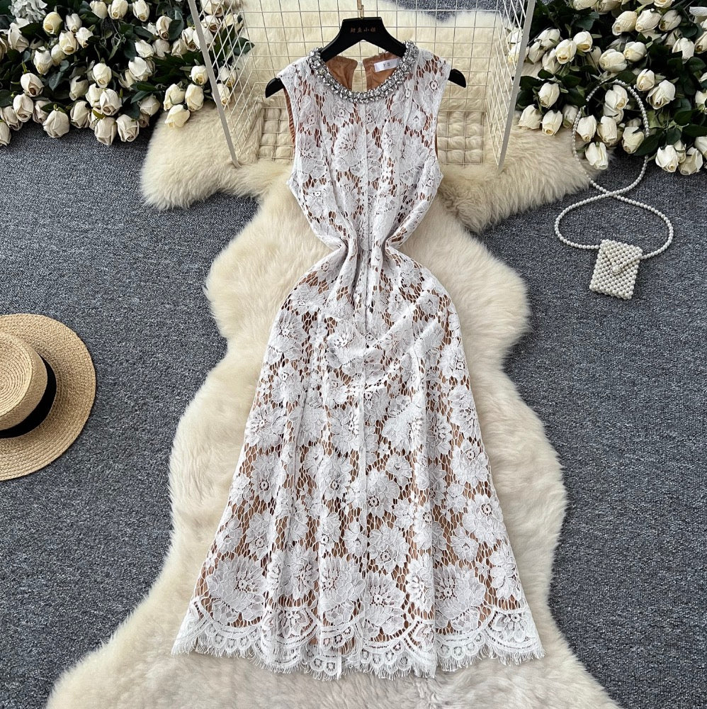 Elegant Beaded Embroidered Floral Dress