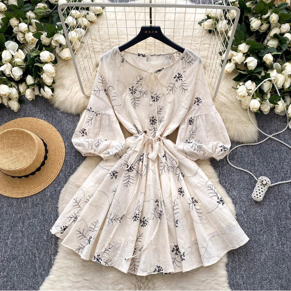 Bohemian Puffy Sleeve Printed Doll Dress