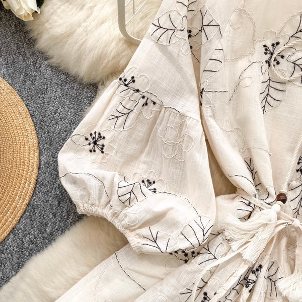 Bohemian Puffy Sleeve Printed Doll Dress