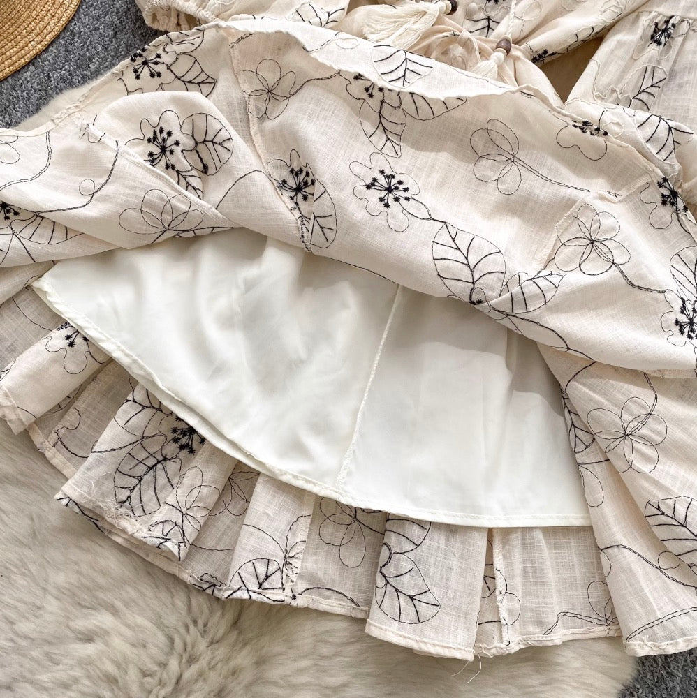 Bohemian Puffy Sleeve Printed Doll Dress