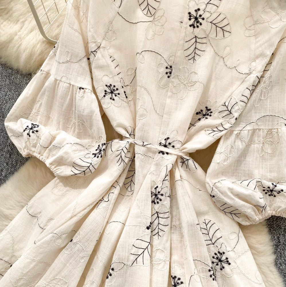 Bohemian Puffy Sleeve Printed Doll Dress