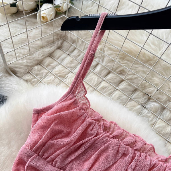 Draped Pink Chiffon Slip Dress