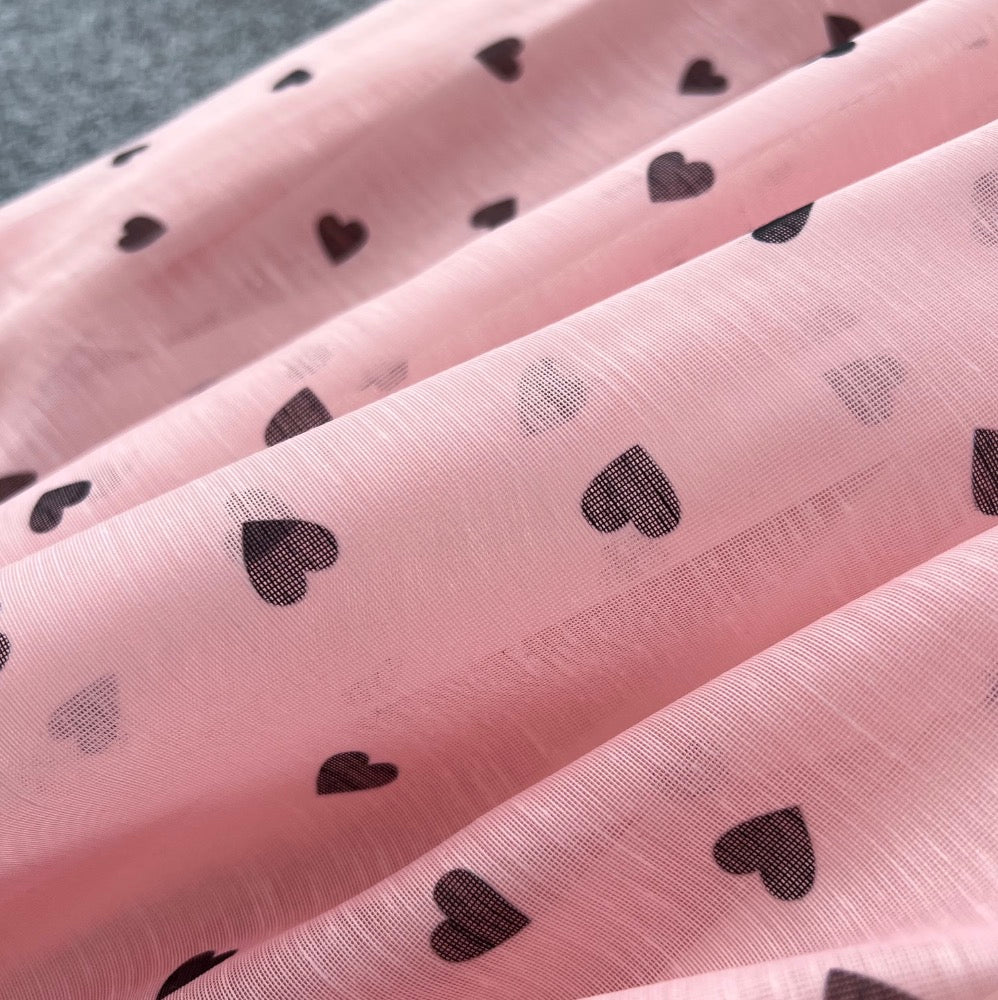 Heart Pattern Printed Ruffled Dress