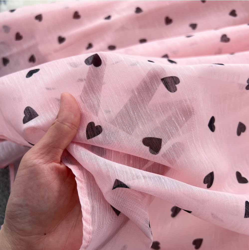 Heart Pattern Printed Ruffled Dress