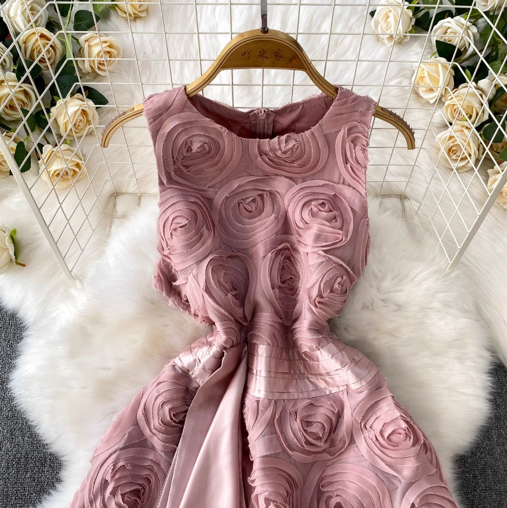 Round Collar Ruffled Party Dress