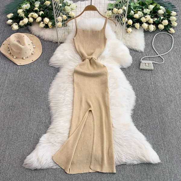Chic Beaded Knitted Slip Dress