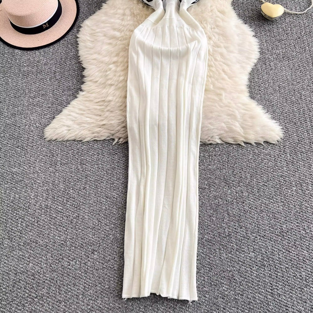 Premium V-neck Printed Knitted Dress