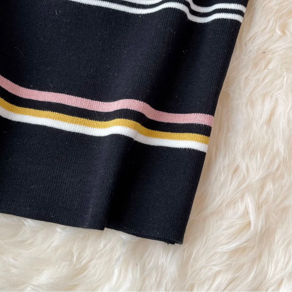 Sweetie Color-blocking Striped Knitted Dress