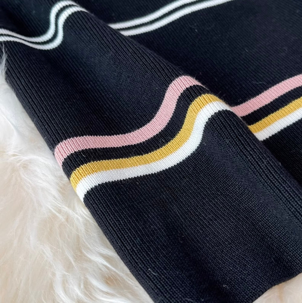 Sweetie Color-blocking Striped Knitted Dress