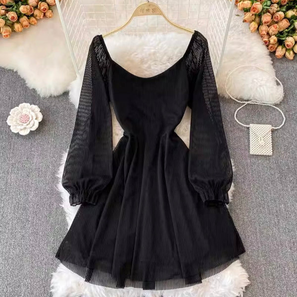 Chic V-neck Knotted Mesh Dress