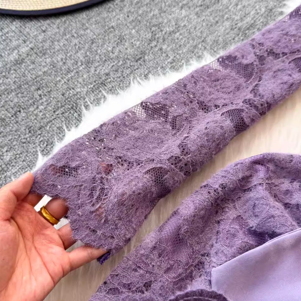 Sexy V-neck Embroidered Lace Dress