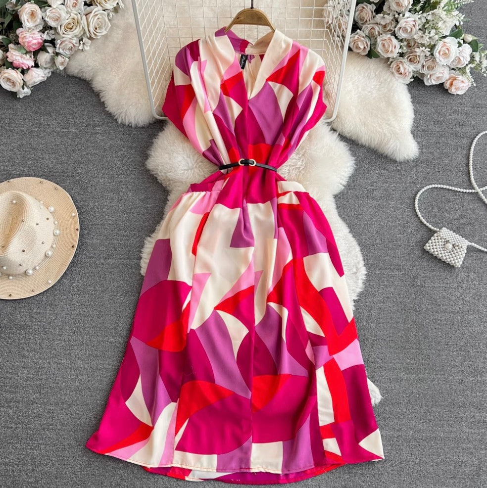 Bohemian Style Printed Shirt Dress