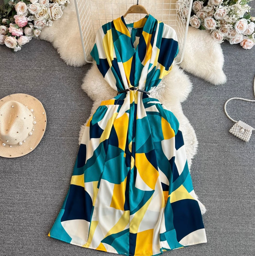 Bohemian Style Printed Shirt Dress