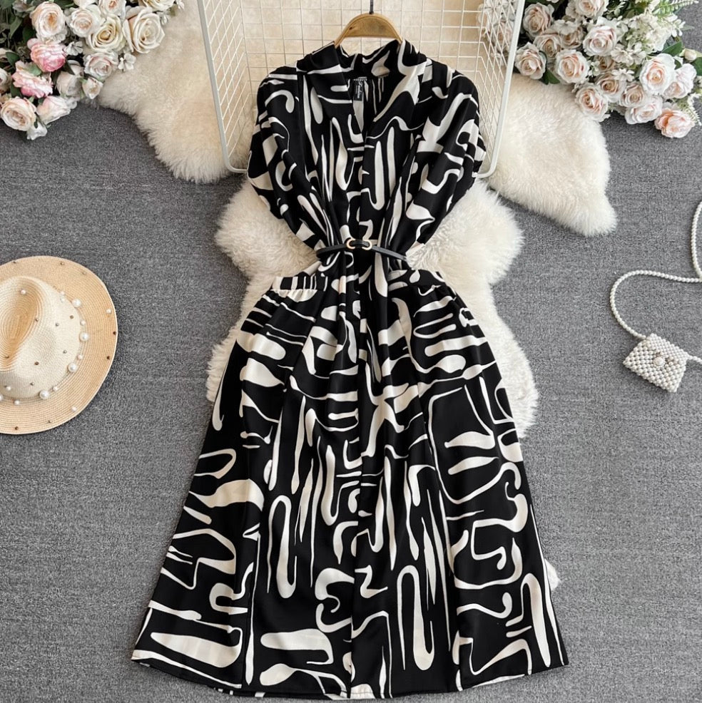 Bohemian Style Printed Shirt Dress