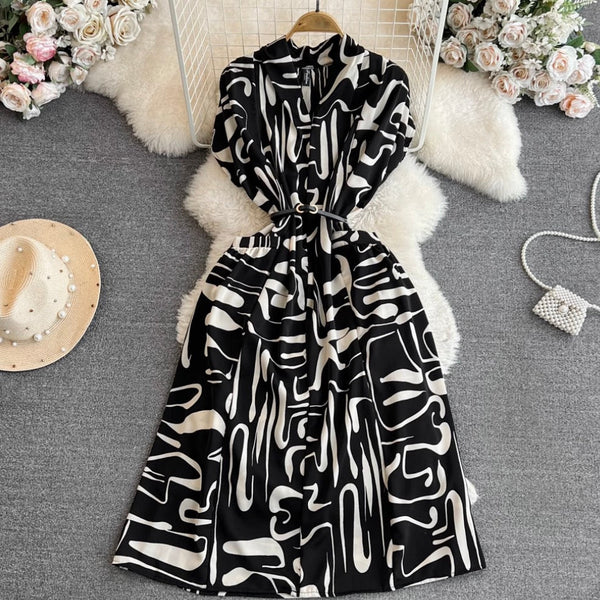 Bohemian Style Printed Shirt Dress